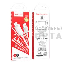 Кабель USB to Lightning HOCO X88 Gratified, 1.0м, 2.4A,  белый